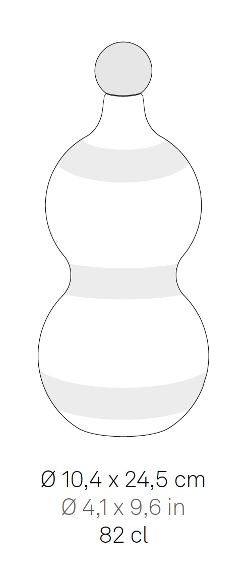 Zafferano Poldina Stopper Bianco / White + Lido Keramik Flasche mit horizontalen Ringen in schwarz
