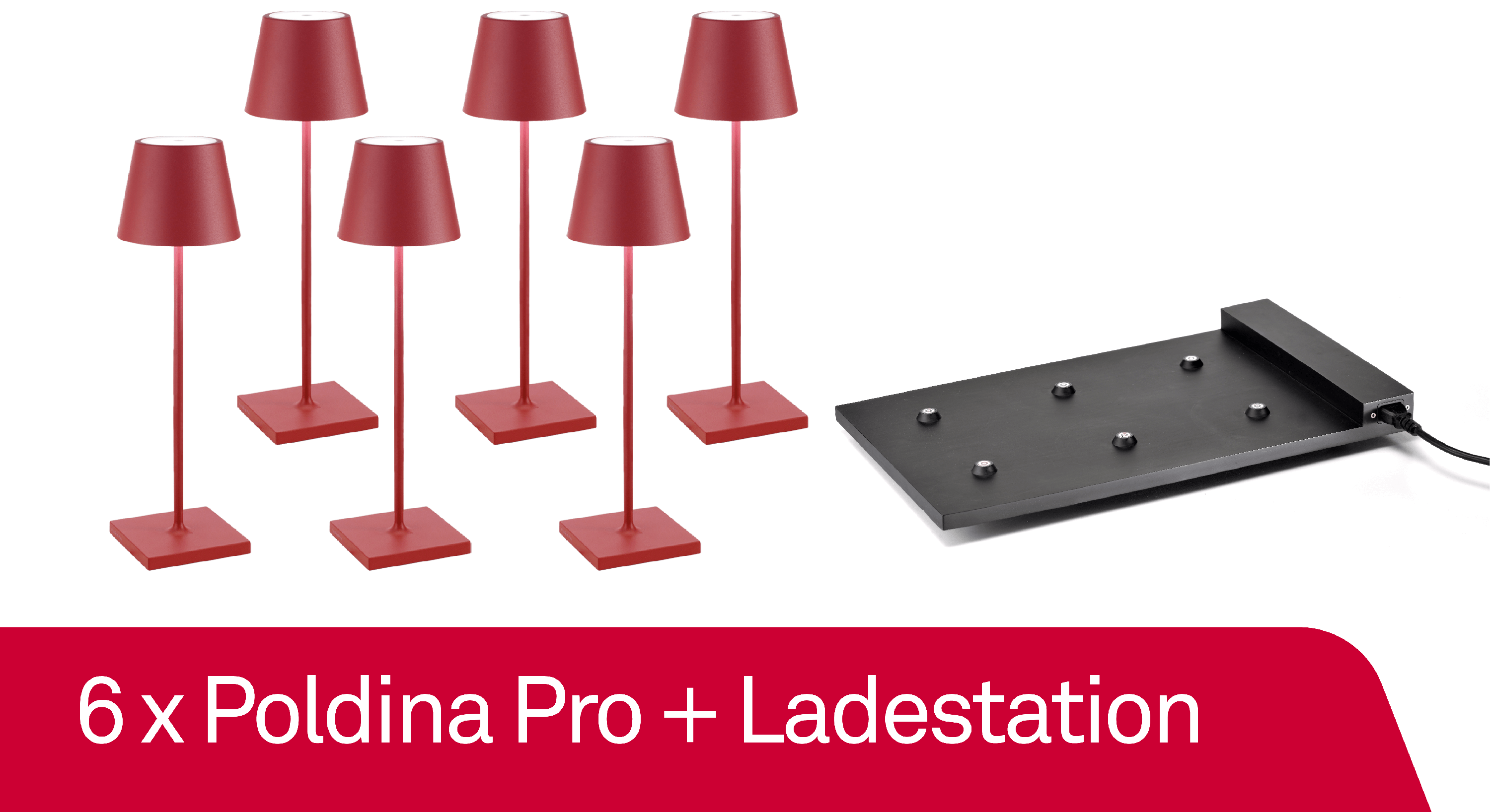 6 x Zafferano Poldina Pro Rot + Ladestation - Bundle   