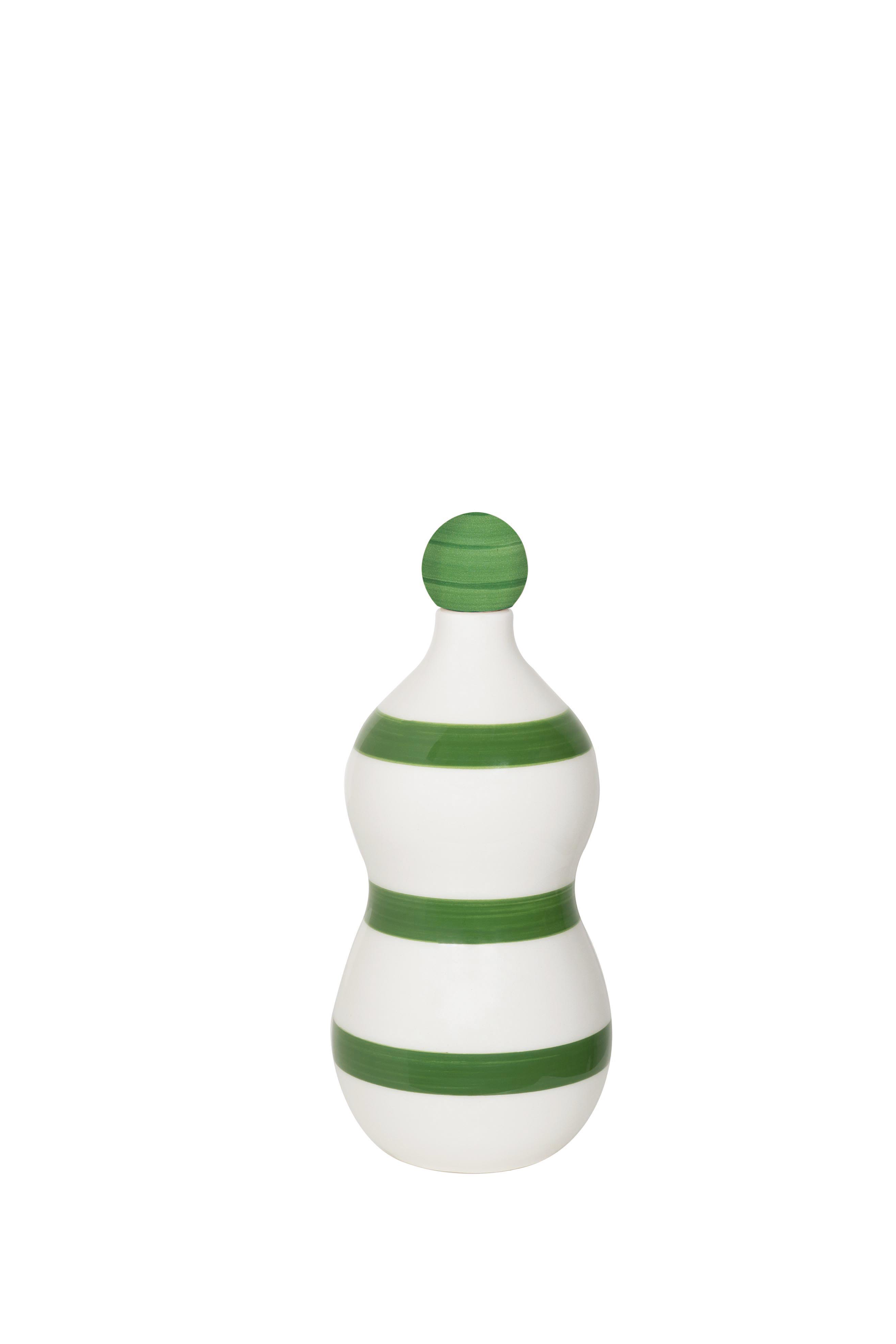 Zafferano Poldina Stopper Salvia / Sage Green + Lido Keramik Flasche mit horizontalen Ringen in Grün