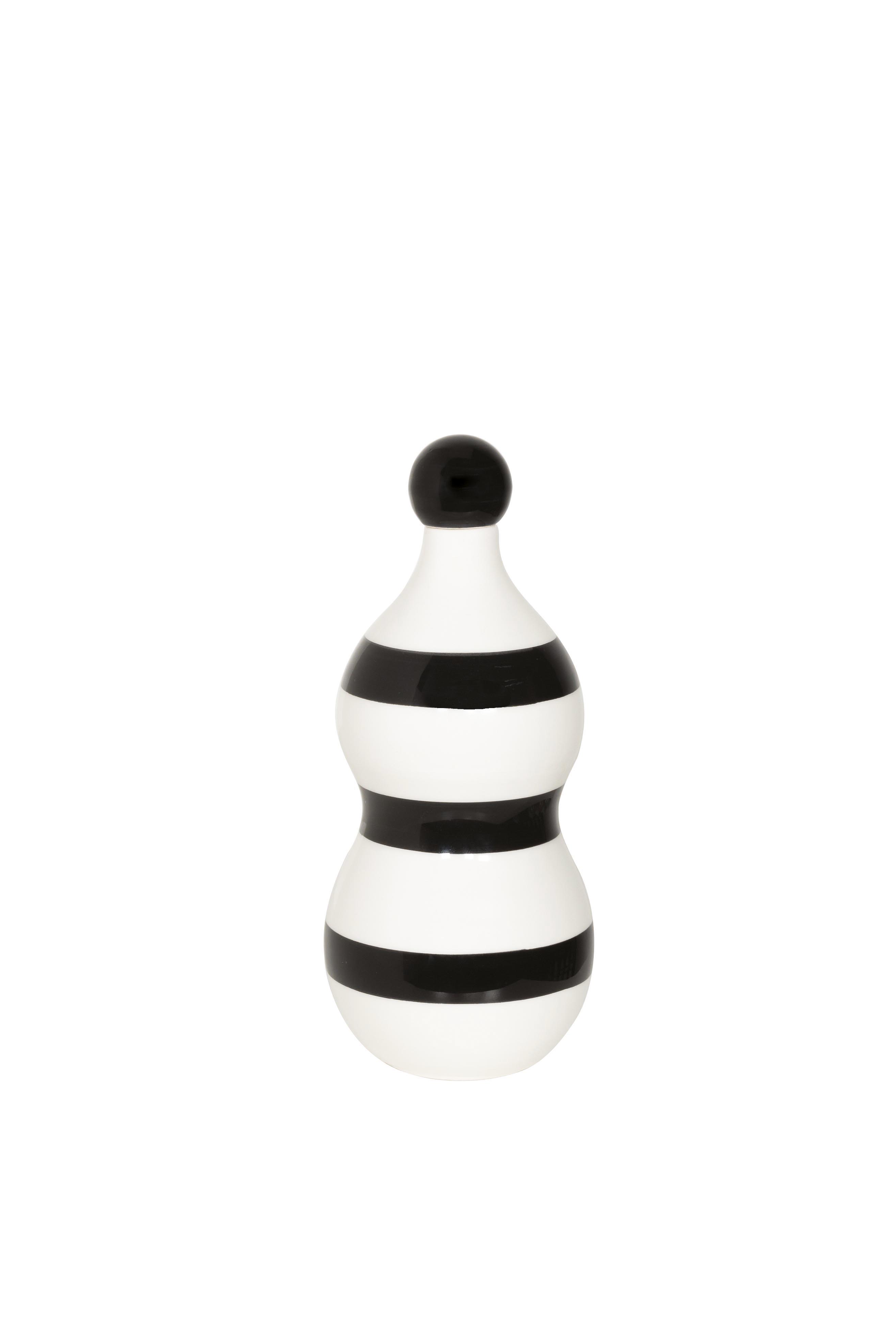 Zafferano Lido Keramik Flasche mit horizontalen Ringen in schwarz