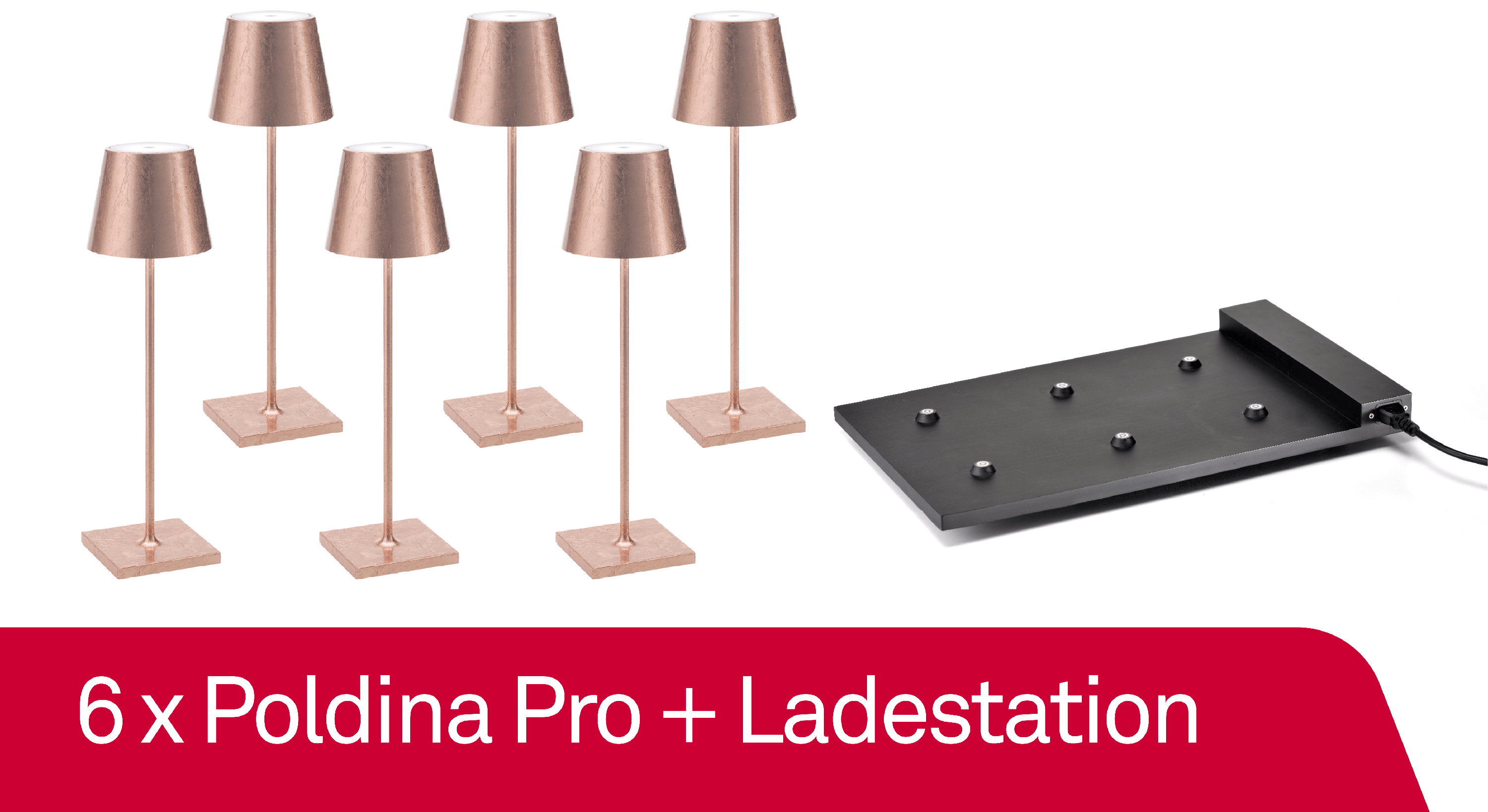 6 x Zafferano Poldina Pro Blattkupfer + Ladestation - Bundle