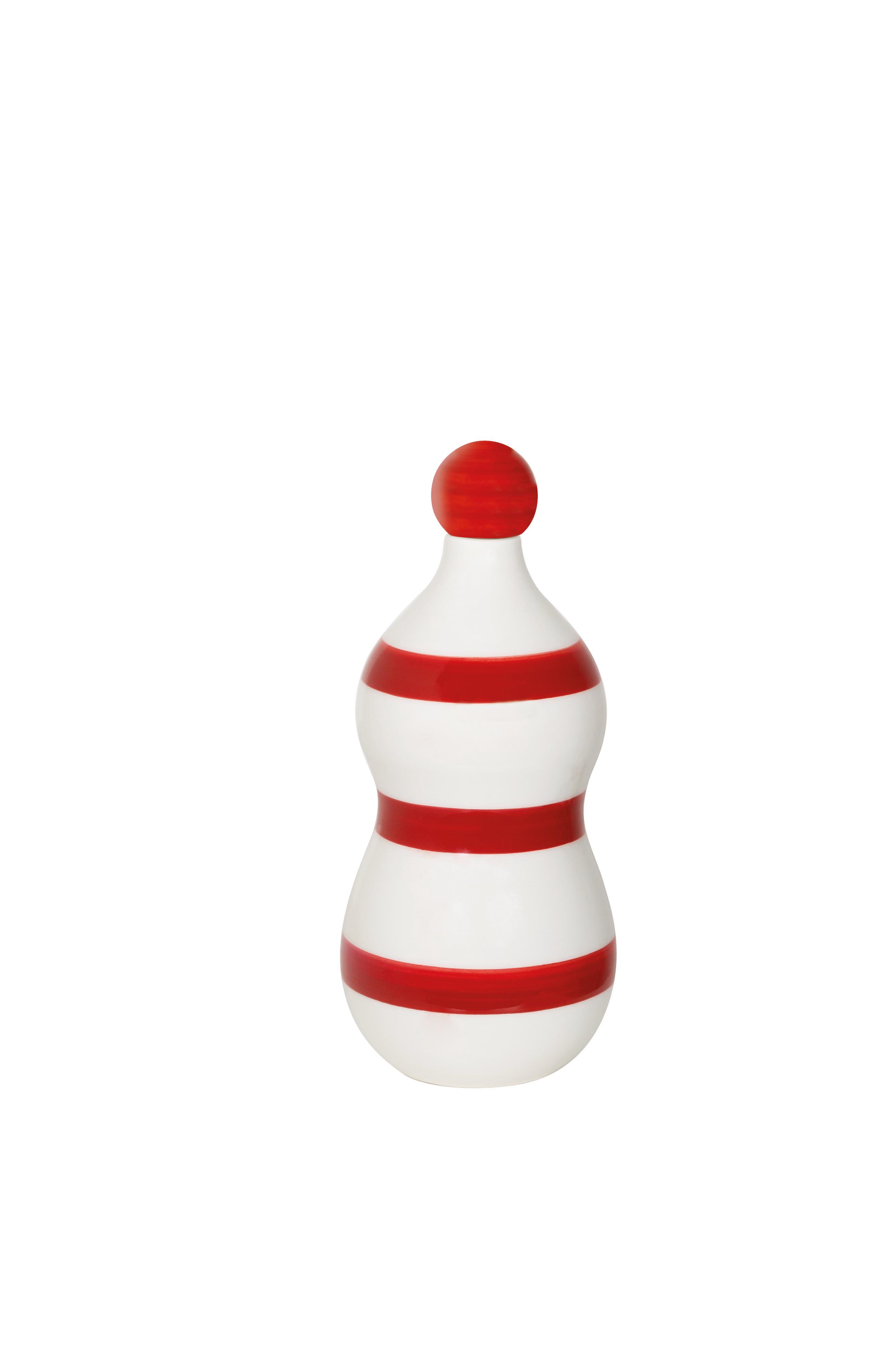 Zafferano Poldina Stopper Rosso / Red + Lido Keramik Flasche mit horizontalen Ringen in Rot
