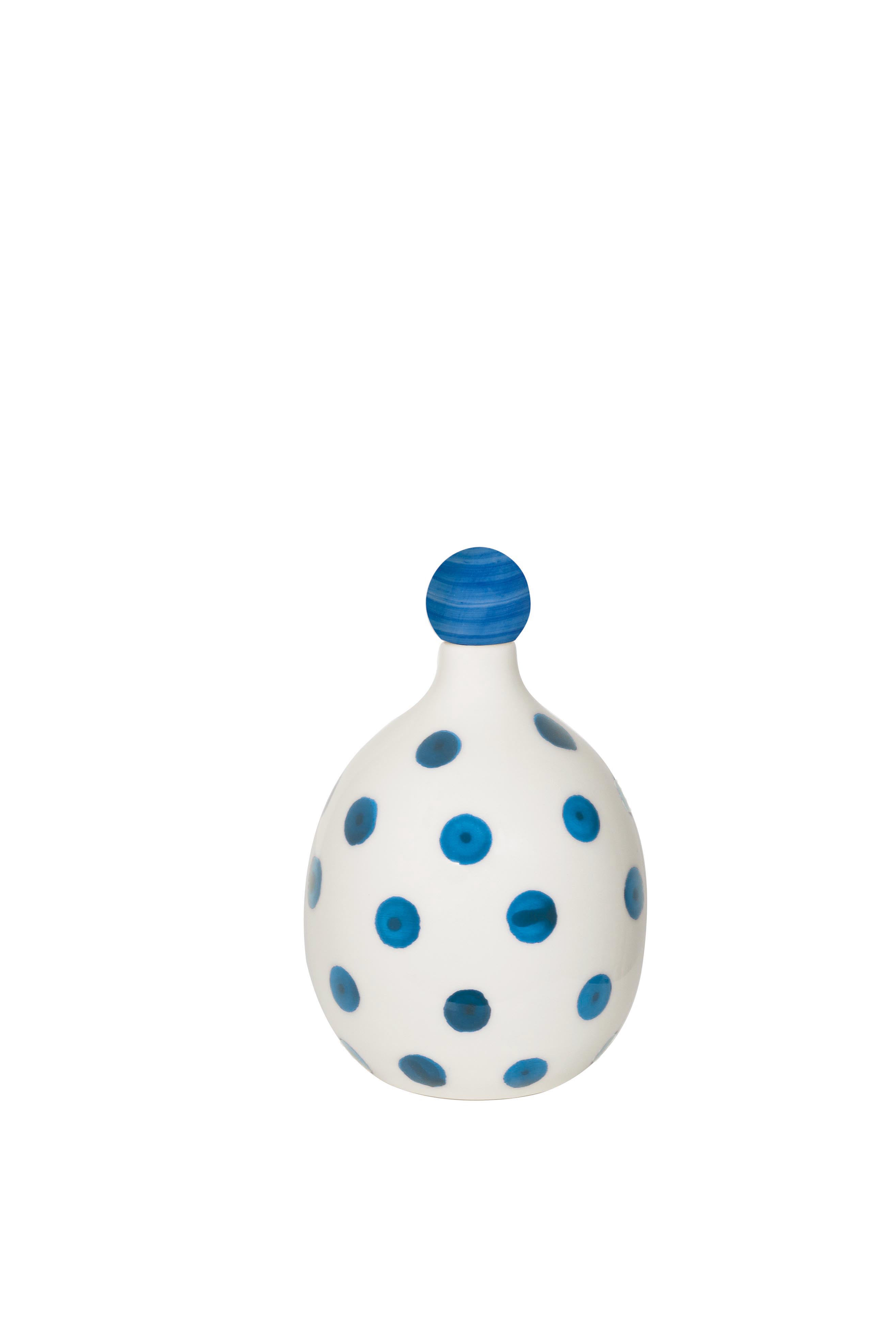 Zafferano Poldina Stopper Blue Avio / Avio Blue + Lido Keramik Flasche mit Punkten in Blau