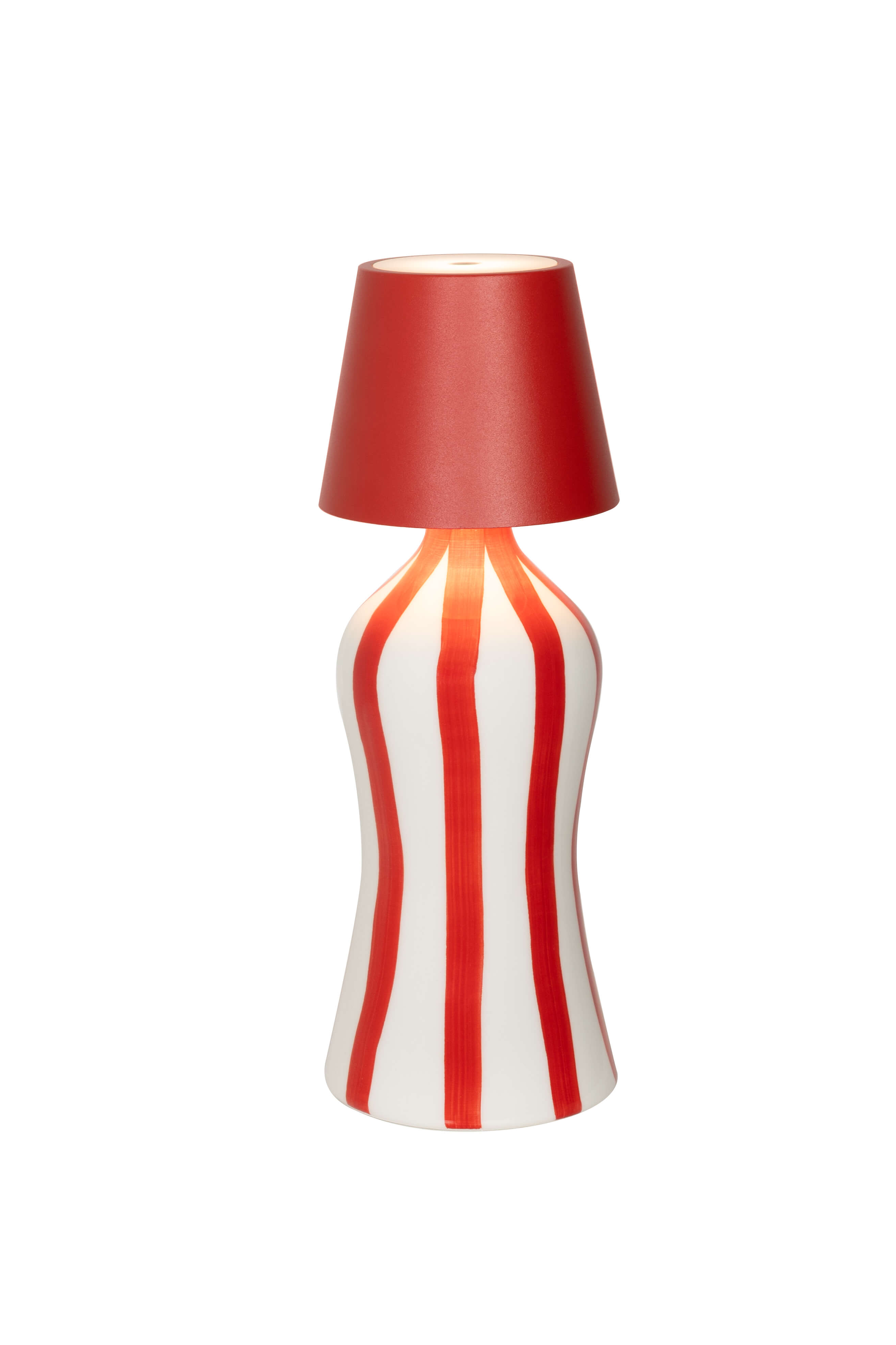Zafferano Poldina Stopper Rosso / Red + Lido Keramik Flasche mit vertikalen Streifen in Rot