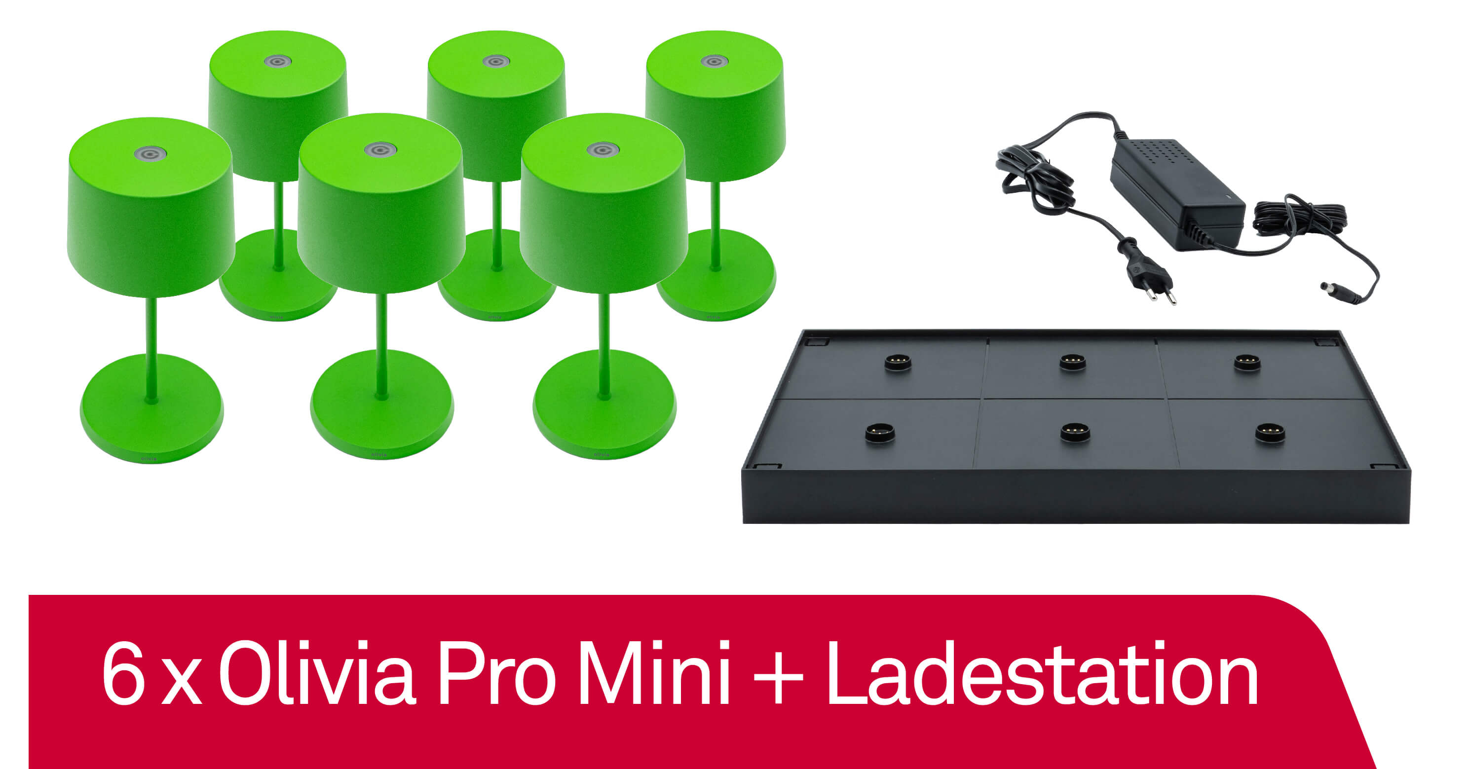 6 x Zafferano Olivia Pro Mini - Verde Mela / Apple Green + Ladestation - Bundle