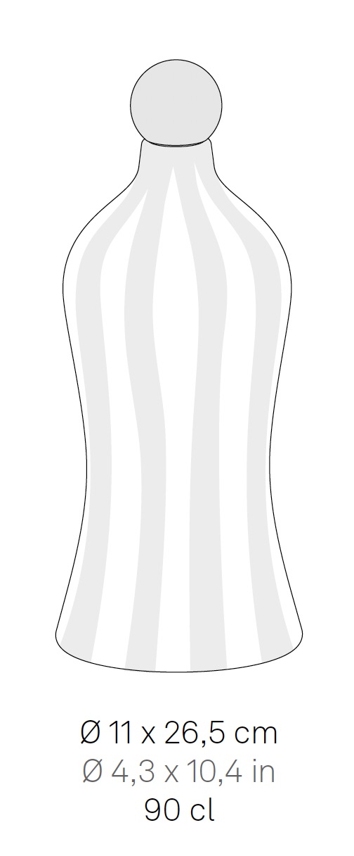 Zafferano Lido Keramik Flasche mit vertikalen Streifen in creme
