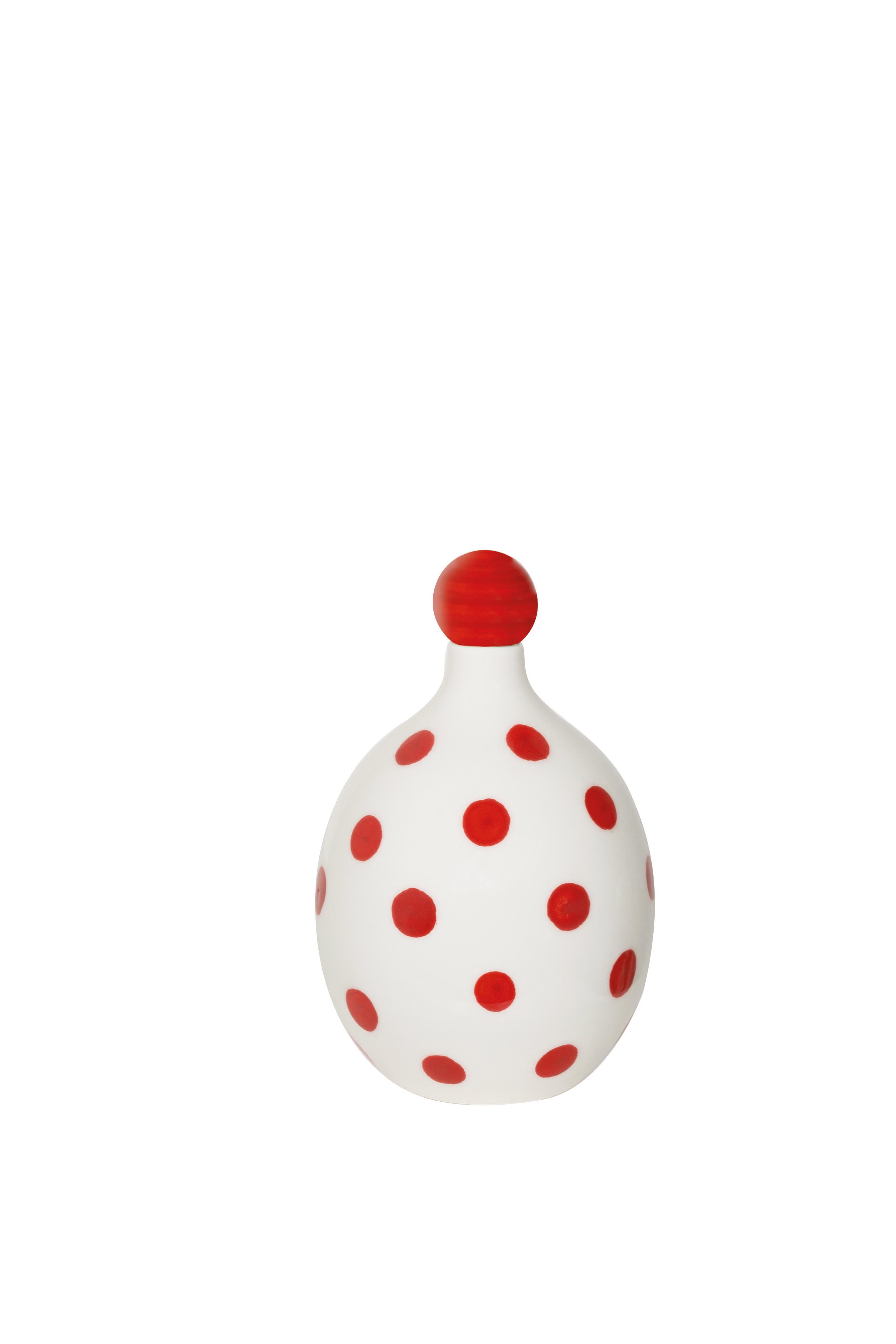 Zafferano Lido Keramik Flasche mit Punkten in rot